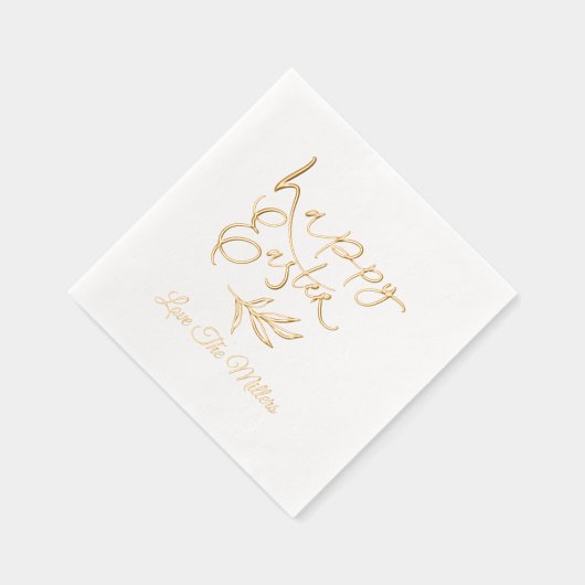 Happy Easter Calligraphy Script Persoonlijke naam Folie Servetten (Rechts)
