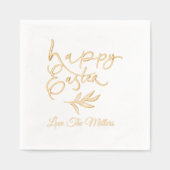 Happy Easter Calligraphy Script Persoonlijke naam Folie Servetten (Voorkant)