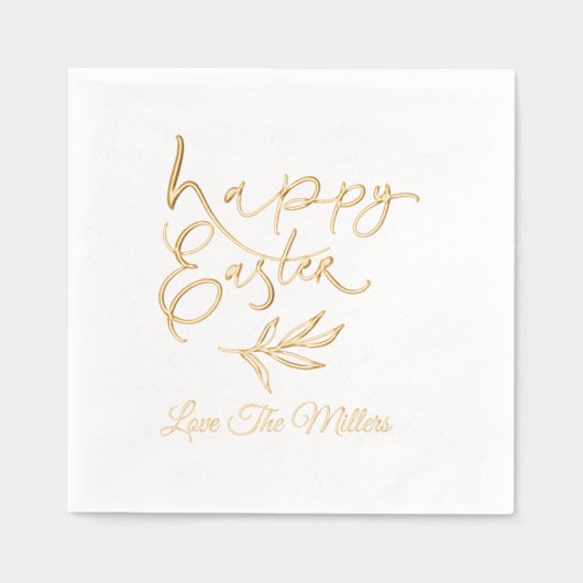 Happy Easter Calligraphy Script Persoonlijke naam Folie Servetten (Voorkant)