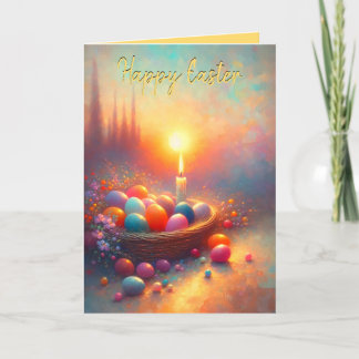Happy Easter Candle Basket Gevouwen Vakantie Kaart