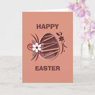 Happy Easter  Card with Colorful Eggs and Flowers Kaart