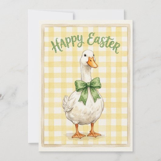 Happy Easter Card With White Duck Feestdagenkaart (Voorkant)