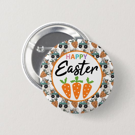 Happy Easter Carrots Ronde Button 5,7 Cm (Voorkant /achterkant)