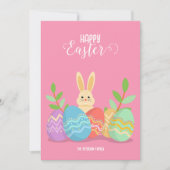 Happy Easter | Cartoon Bunny- en paaseieren Kaart (Voorkant)