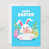 Happy Easter | Cartoon Bunny- en paaseieren Kaart (Voorkant)
