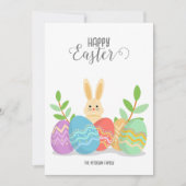 Happy Easter | Cartoon Bunny- en paaseieren Kaart (Voorkant)