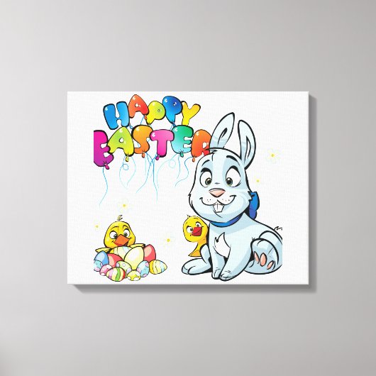 Happy Easter Cartoon Canvas Afdruk (Voorkant)