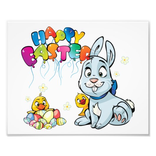 Happy Easter Cartoon Foto Afdruk (Voorkant)