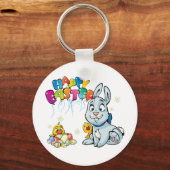 Happy Easter Cartoon Sleutelhanger (Voorkant)