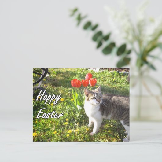 Happy Easter Cat briefkaart (Staand voorkant)