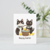Happy Easter Cats Paasmand Baby Chicks Briefkaart (Staand voorkant)