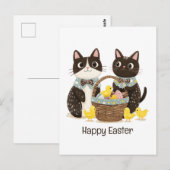 Happy Easter Cats Paasmand Baby Chicks Briefkaart (Voorkant / Achterkant)