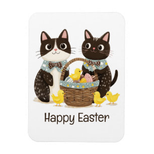 Happy Easter Cats Paasmand Baby Chicks Magneet