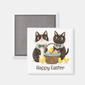 Happy Easter Cats Paasmand Baby Chicks Magneet (Voorkant / Achterkant)