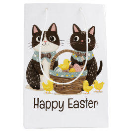 Happy Easter Cats Paasmand Baby Chicks Medium Cadeauzakje