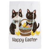 Happy Easter Cats Paasmand Baby Chicks Medium Cadeauzakje (Achterkant)