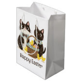 Happy Easter Cats Paasmand Baby Chicks Medium Cadeauzakje (Achterkant Gekanteld)