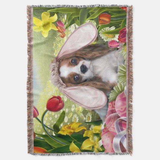 Happy Easter Cavalier King Charles Spaniel Blanket Deken (Voorkant Verticaal)