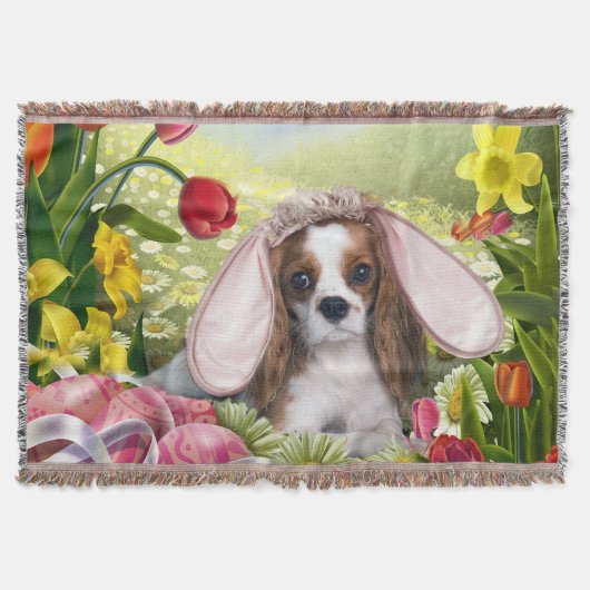 Happy Easter Cavalier King Charles Spaniel Blanket Deken (Voorkant)