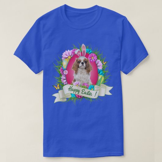 Happy Easter Cavalier King Charles Spaniel Wearing T-shirt (Design voorkant)