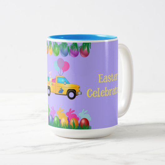 Happy Easter Celebration Two Tone Coffee Mok (Voorkant rechts)