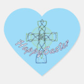 Happy Easter Celtic Cross Heart Sticker (Voorkant)