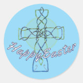 Happy Easter Celtic Cross Sticker (Voorkant)