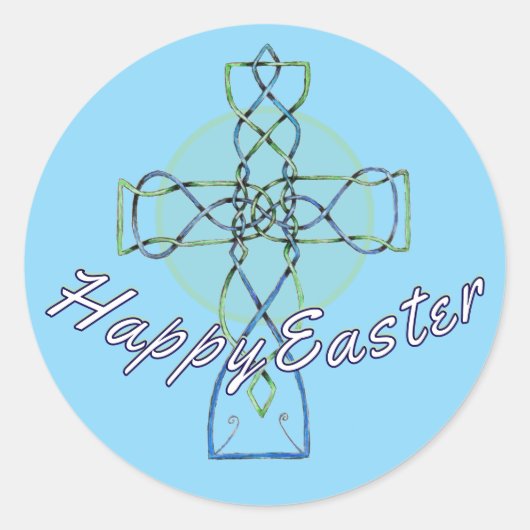 Happy Easter Celtic Cross Sticker (Voorkant)
