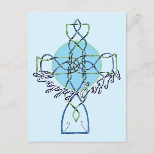 Happy Easter Celtic Knot Cross Briefkaart (Voorkant)