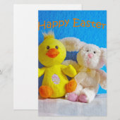 Happy Easter Chick + Bunny Briefpapier (Voorkant / Achterkant)