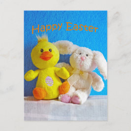 Happy Easter Chick + Bunny Feestdagenkaart