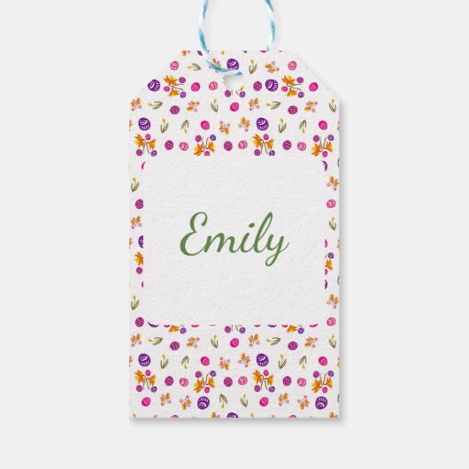 Happy Easter chick, egg, grape hyacinth pattern Cadeaulabel (Achterkant)