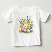 Happy Easter Chick Eggs Bloemen T-shirt (Voorkant)