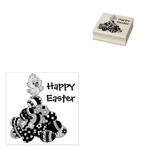 Happy Easter Chick en Eggs Rubberstempel (Gestempeld)