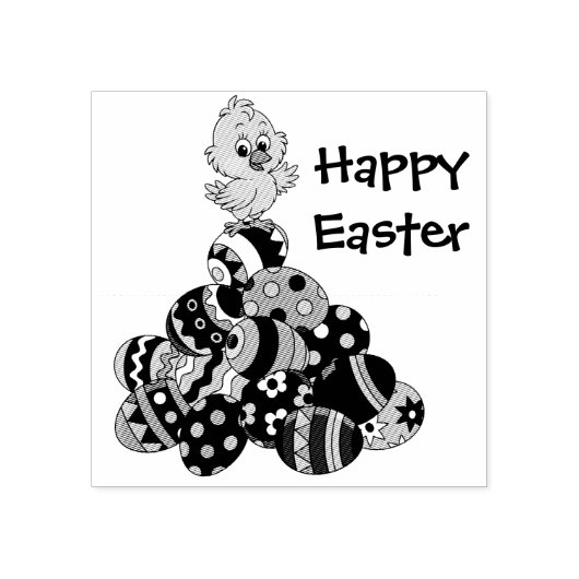 Happy Easter Chick en Eggs Rubberstempel (Afrduk)