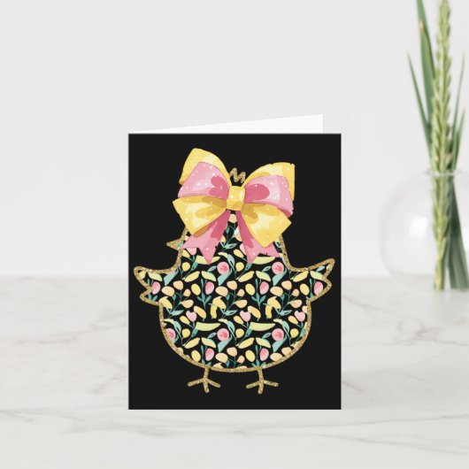 Happy Easter Chick Happy Easter Day Coquette Bow Kaart (Voorkant)