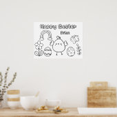Happy Easter Chick Kinder persoonlijke kleuren Poster (Keuken)