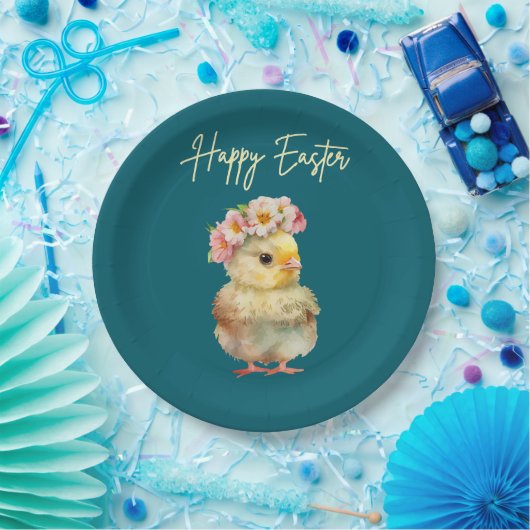 Happy Easter Chick Papieren Bordje (Feest)
