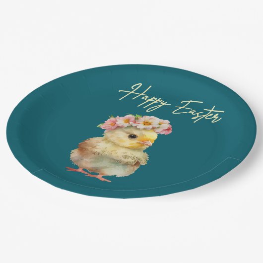 Happy Easter Chick Papieren Bordje (Gekanteld)