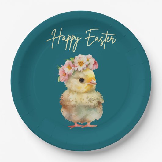 Happy Easter Chick Papieren Bordje (Voorkant)