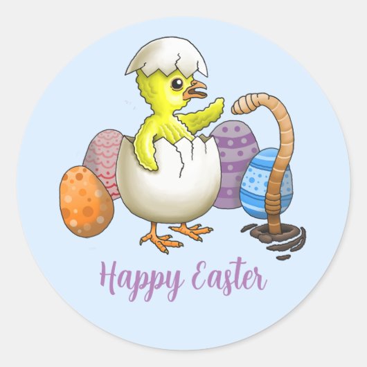 Happy Easter Chick Ronde Sticker (Voorkant)