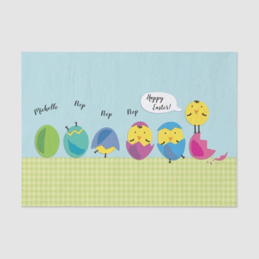 Happy Easter Chick toevoegen naam Tissuepapier (Voorkant)