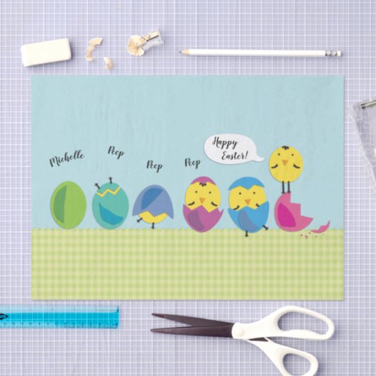 Happy Easter Chick toevoegen naam Tissuepapier (Craft)