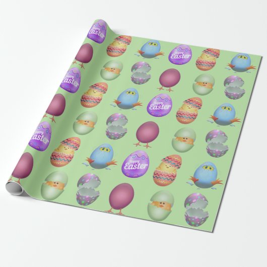 Happy Easter Chicken Cadeaupapier (Uitgerold)