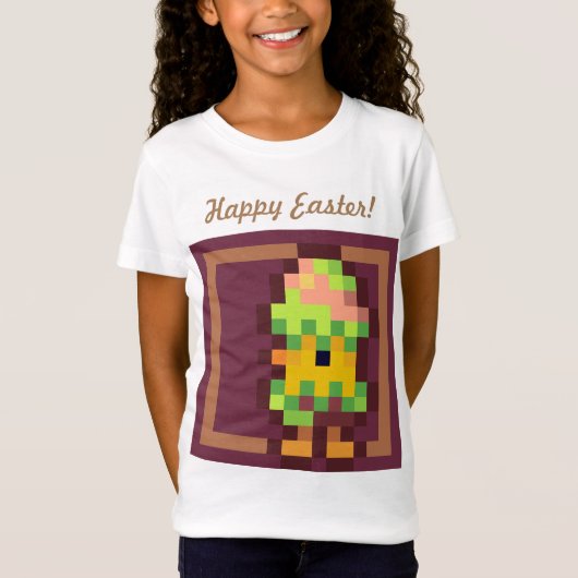 Happy Easter chicken in egg pixelart, Pixel Art  T-shirt (Voorkant)