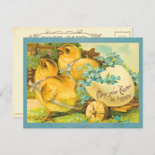  Happy Easter Chicks Feestdagenkaart (Voorkant / Achterkant)