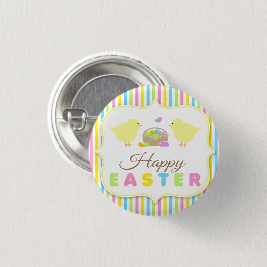 Happy Easter Chicks Pin Back Button (Voorkant /achterkant)