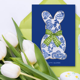 Happy Easter Chinoiserie Bunny Cookie Feestdagenkaart