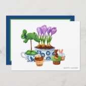 Happy Easter Chinoiserie & Bunny Cupcakes Feestdagenkaart (Voorkant / Achterkant)