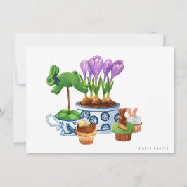 Happy Easter Chinoiserie & Bunny Cupcakes Feestdagenkaart